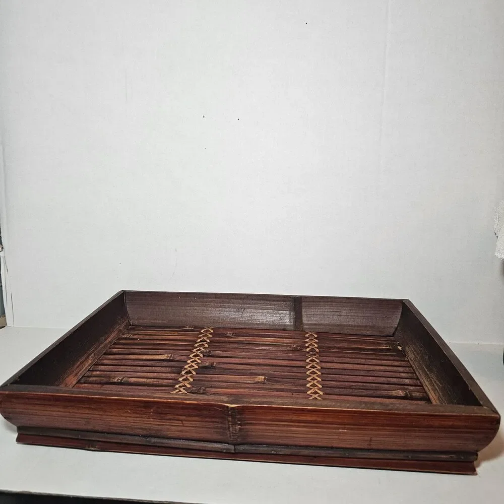 Cherry Red Bamboo Serving Tray Bohemian